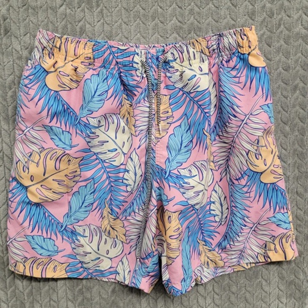 Boardies Apparel Men Swim Shorts Fern Leaves Print Drawstring Medium 6” Tropical